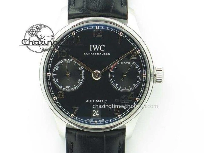 MIROTIME 0205 Practical Portuguese Real PR IW500109 ZF 1:1 Best Edition Black Dial On Black Leather Strap A52010 V 7308